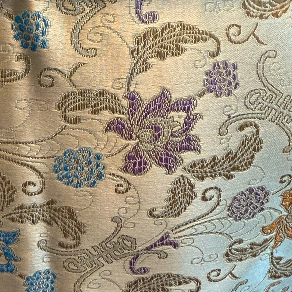 Floral Brocade Scarf Tassel Fringe Silk Style Asian Jacquard Wrap
